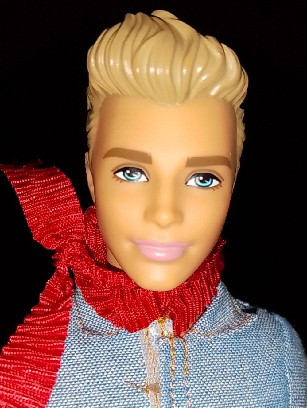 Mattel Blonde Ken Doll with Red Scarf and Blue Outfit